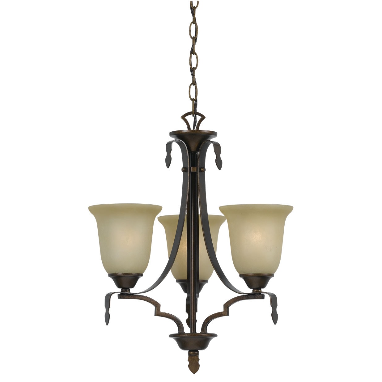 Dabois Bronze Iron And Glass 3 Light 60 Watt Chandelier