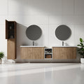 60 72 84 Plywood Water Resistant Wall Mounted Bathroom Vanity Combo With Sink Soft Close Doors And Storage Rack