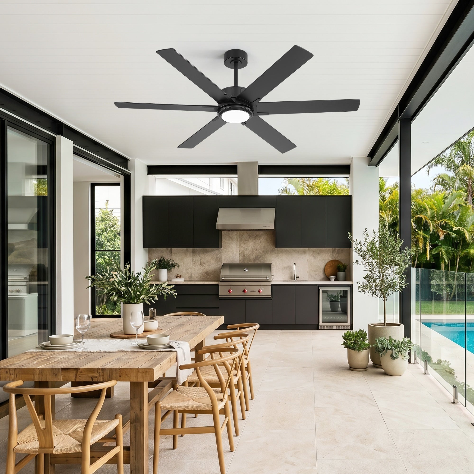 60 Ceiling Fan With Led Light Remote Control Quiet Dc Motor Dimmable Memory Function Black Walnut Dual Finish Blades