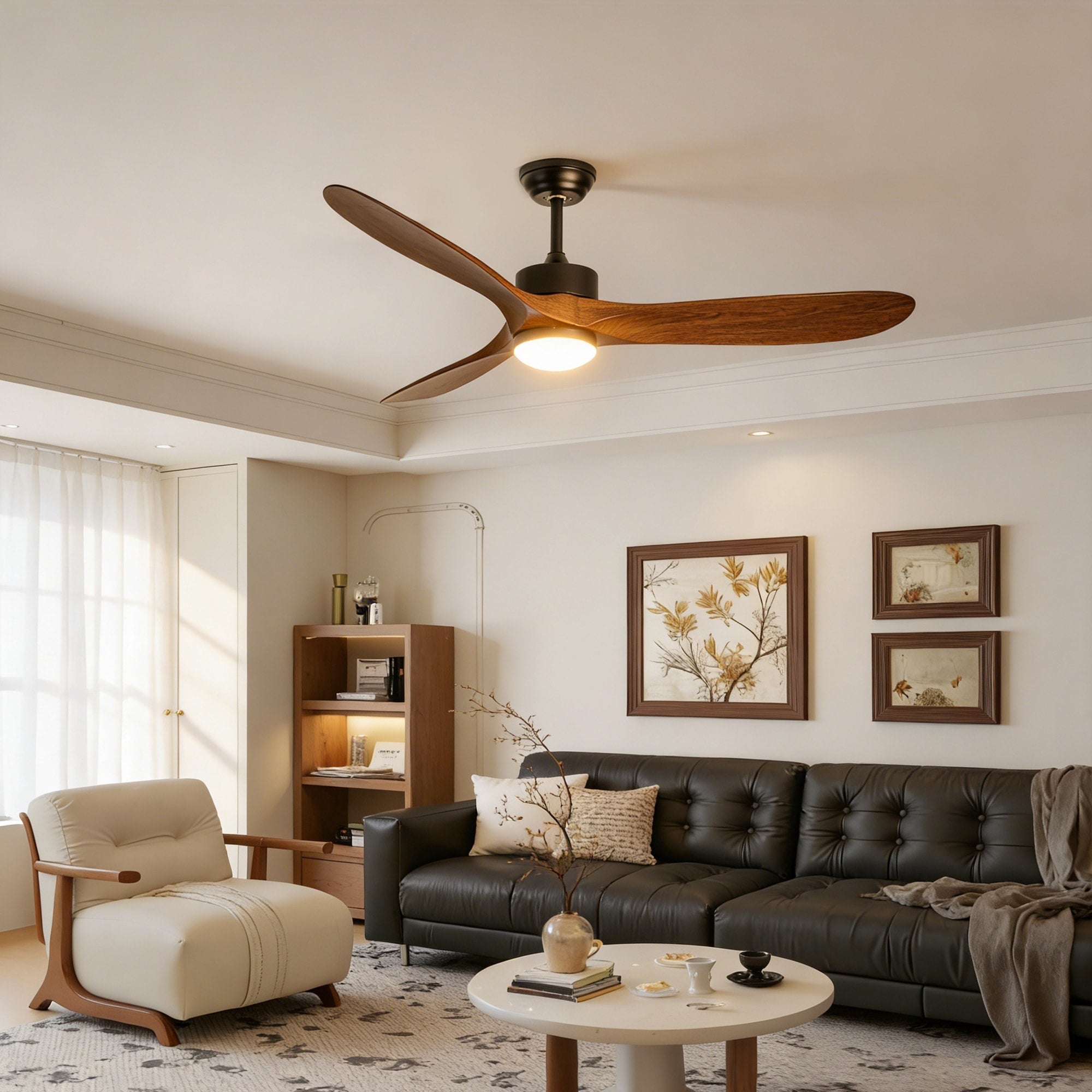 60 Farmhouse Ceiling Fan With Led Light Remote Control Quiet Dc Motor 6 Speed Levels For Living Room Bedroom Office Indoor