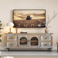 60 Farmhouse Tv Stand With 4 Drawers 2 Glass Doors Rustic Wood Media Console Distressed Entertainment Center For Tv