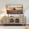60 Farmhouse Tv Stand With Glass Doors And 4 Drawers Rustic Wood Entertainment Center For Tvs Up To 65