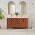 60 Freestanding Bathroom Vanity With Engineered Stone Top Ceramic Double Sink Built In Power Outlet And Hair Dryer Storage