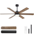 60 Modern Ceiling Fan With Light 3000K 4000K 6000K Led Quiet Reversible Dc Motor Remote Control 6 Blade Black Indoor Fan