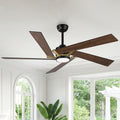60 Modern Dark Brown 5 Reversible Blades Ceiling Fan With Dimmable Led Light And Remote Control