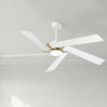 60 Modern White 5 Blades Ceiling Fan With Dimmable Led Light And Remote Control
