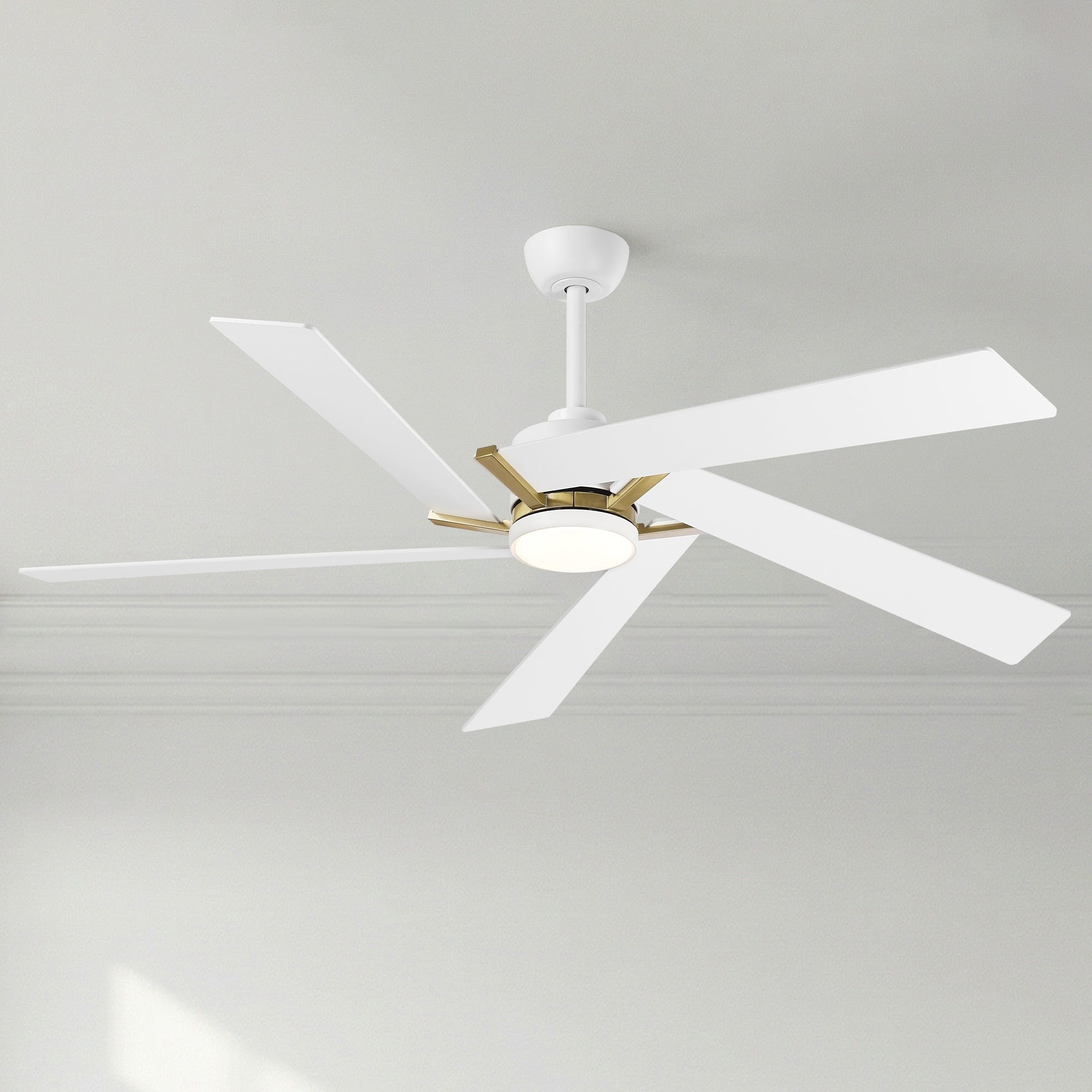 60 Modern White 5 Blades Ceiling Fan With Dimmable Led Light And Remote Control