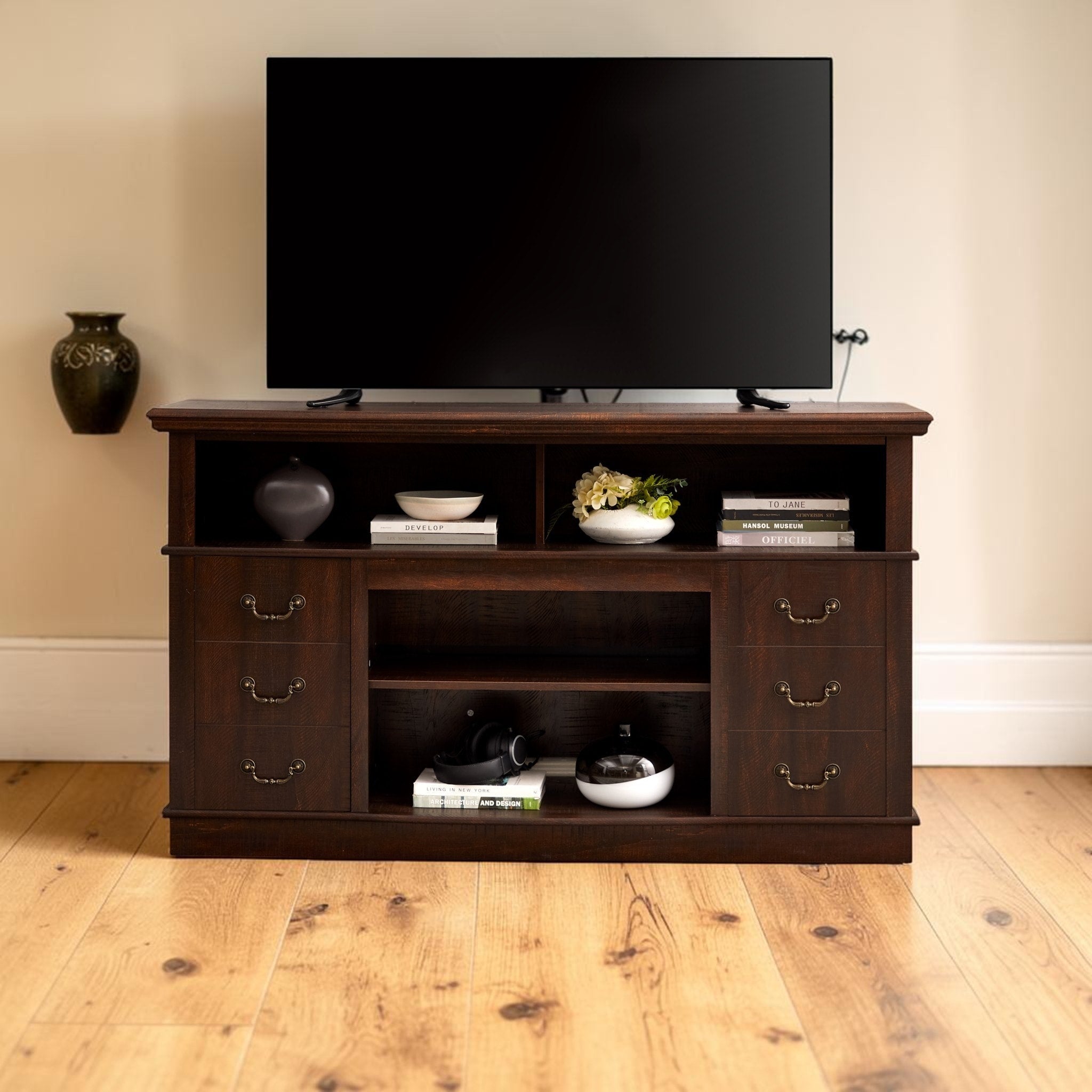 60 Retro Tv Stand With Storage Cabinets And Shelves Mid Century Modern Entertainment Center For 65 Tvs