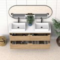60 Solid Wood Bathroom Vanity With White Quartz Countertop Ceramic Vessel Sink