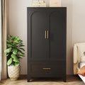 60 Tall Metal Wardrobe Cabinet 2 Door Closet With Hanging Rod Shelf And Drawer