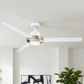 60 White Modern Minimalist Plywood 3 Blade Dimmable Led Ceiling Fan With Light And Remote