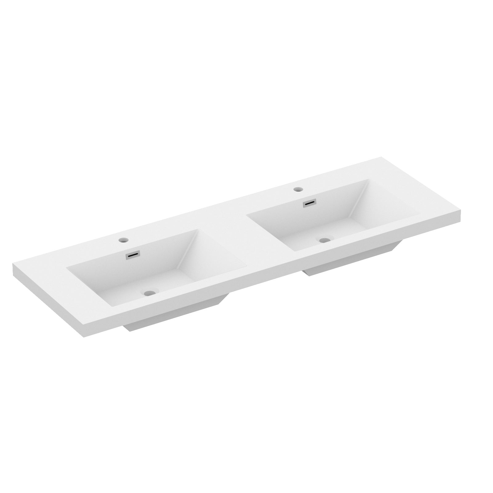 60 In. W X 26 In. D Integrated Resin Bathroom Sink Vanity Top Rectangular Sink One Piece Design