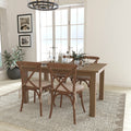 60 X 38 Farm Table Set With 4 Cross Back Chairs And Cushions