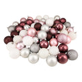 60Ct Blush Pink Mulberry Silver White Shatterproof 3 Finish Christmas Ball Ornaments 2.5