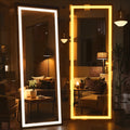 60X16 Inch Full Length Mirror With Lights Full Body Dressing Standing Hanging Mounted Mirror Black