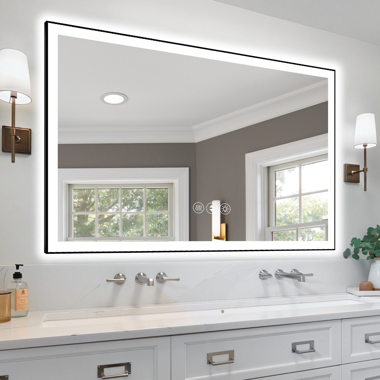 60X40 Inch Frameless Led Bathroom Mirror Smart Mirror White