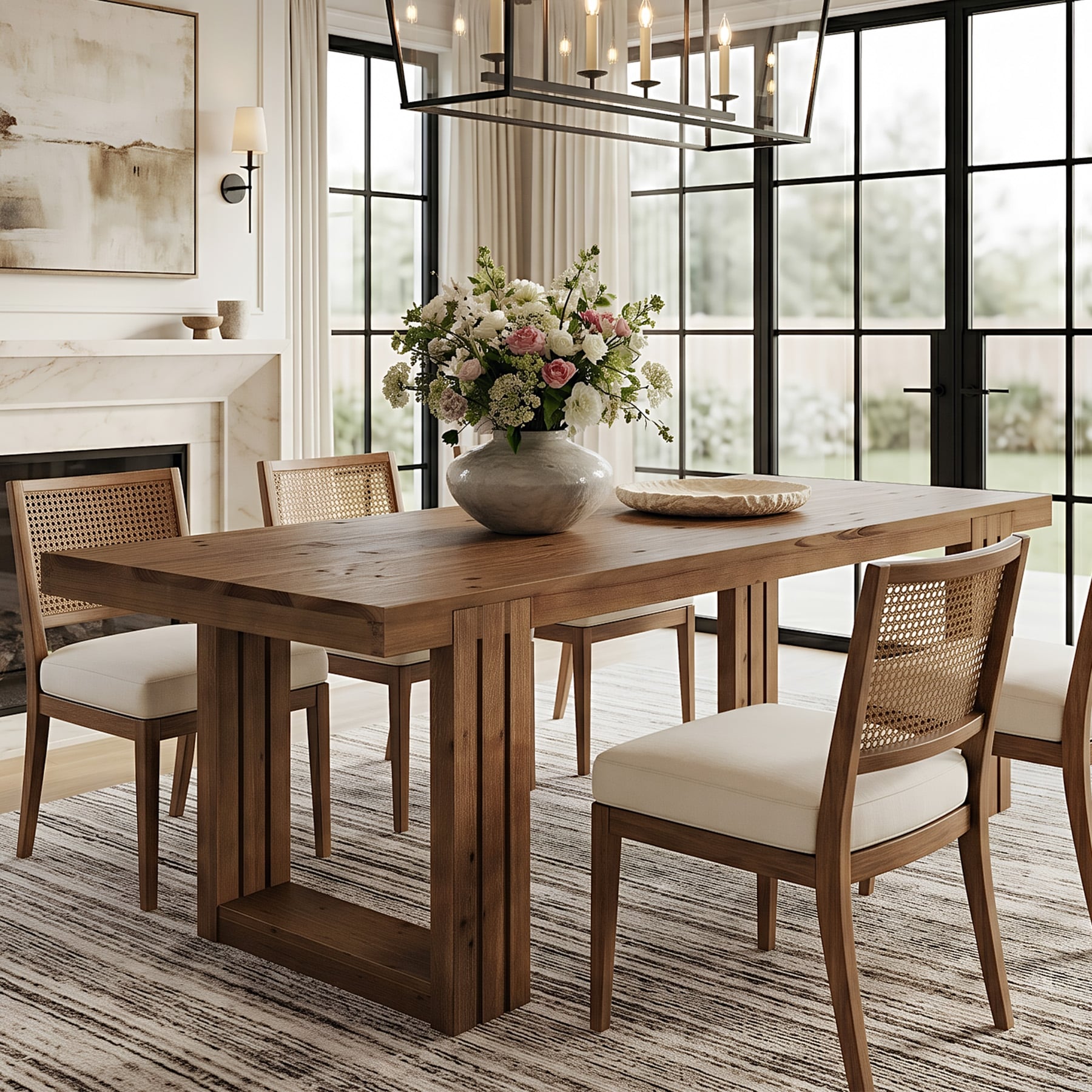 61.81 Solid Wood Dining Table For 4 6 People Rustic Farmhouse Rectangular Kitchen Table