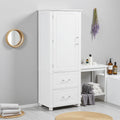 61 Tall Bathroom Storage Cabinet Freestanding Storage Cabinet With Two Drawers And Adjustable Shelf Mdf Board