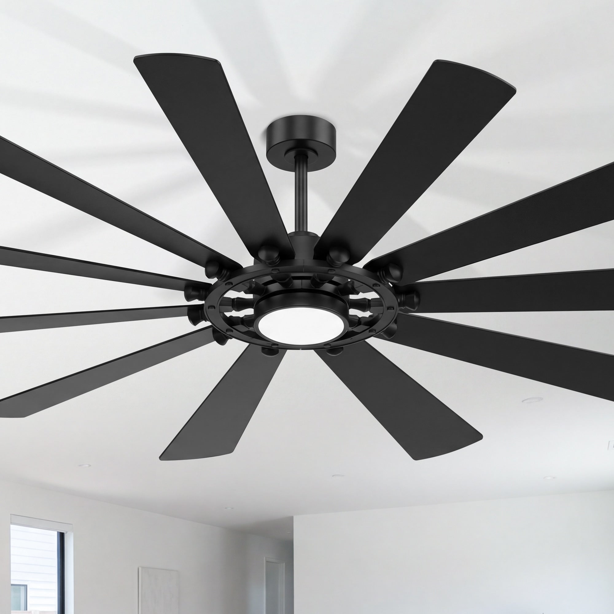 62 72 Inch Reversible 10 Blade Large Ceiling Fan With Led Light And Remote