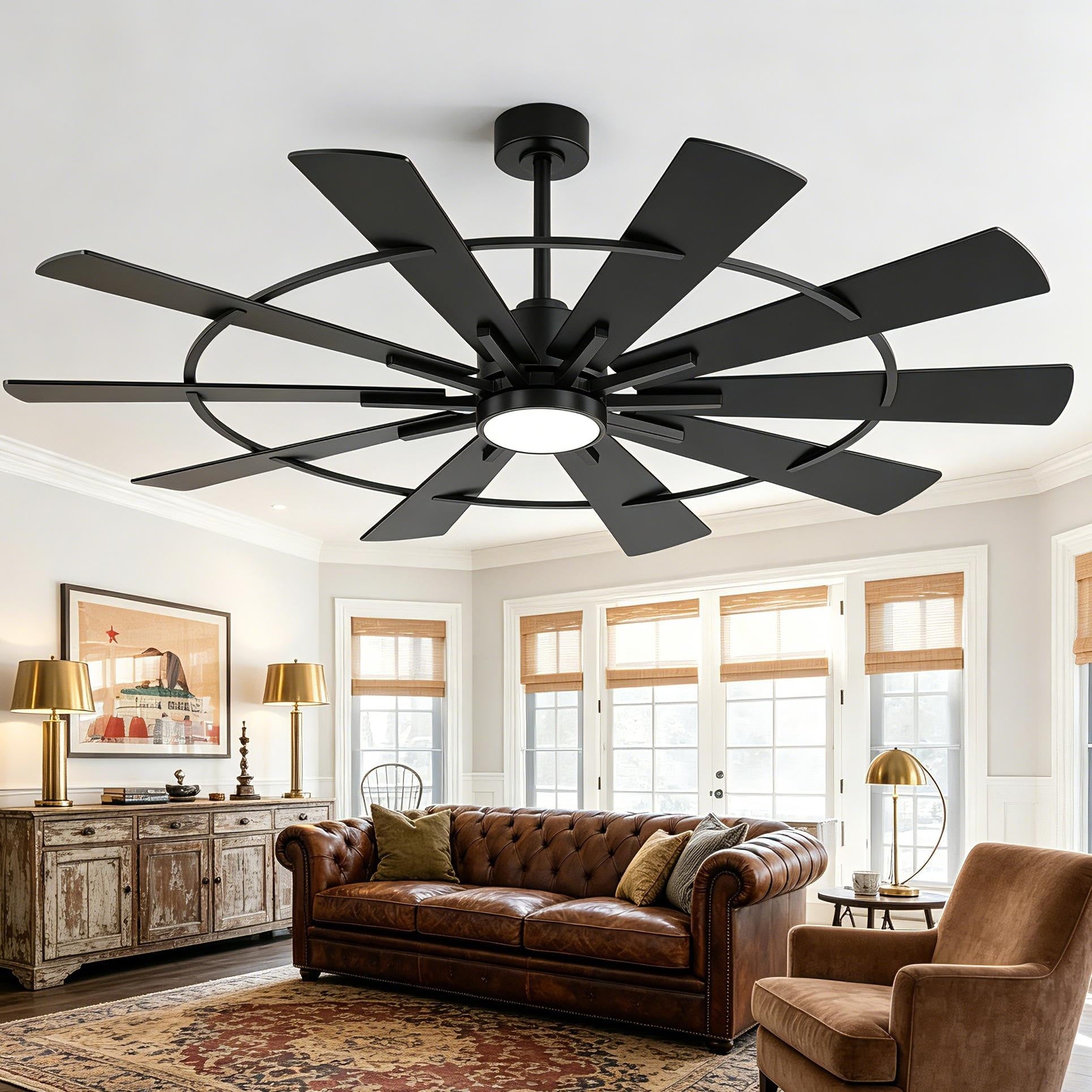62 Inch Modern Ceiling Fan With Light And Remote Black Walnut Finish Quiet Dc Motor Dimmable Led Timer And Memory Function