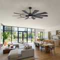 62 In Ceiling Fan With Light 10 Black Walnut Plywood Blades Dimmable Acrylic Shade Quiet Dc Motor