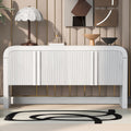 62.2 Inch Wave Pattern Console Table With 4 Doors And Adjustable Shelf Curved Design Sofa Table Behind Couch