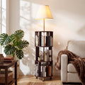 62.2 Retro Floor Lamp With 3 Tier Storage Shelves Display Bookcase For Living Room And Bedroom