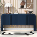 62.2 Wave Pattern Console Table With 4 Doors And Adjustable Shelf Curved Design Sofa Table Behind Couch