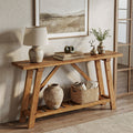 62.9 Inch Entryway Console Table With Storage Shelf Narrow Solid Wood Sofa Table For Living Room Bedroom Foyer