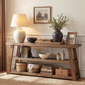 62.99 Solid Wood Console Table 3 Tier Farmhouse Entryway Table With Storage Shelves Easy Assembly
