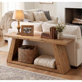 62.99 Solid Wood Console Table Farmhouse Low Entryway Table With Storage Shelf