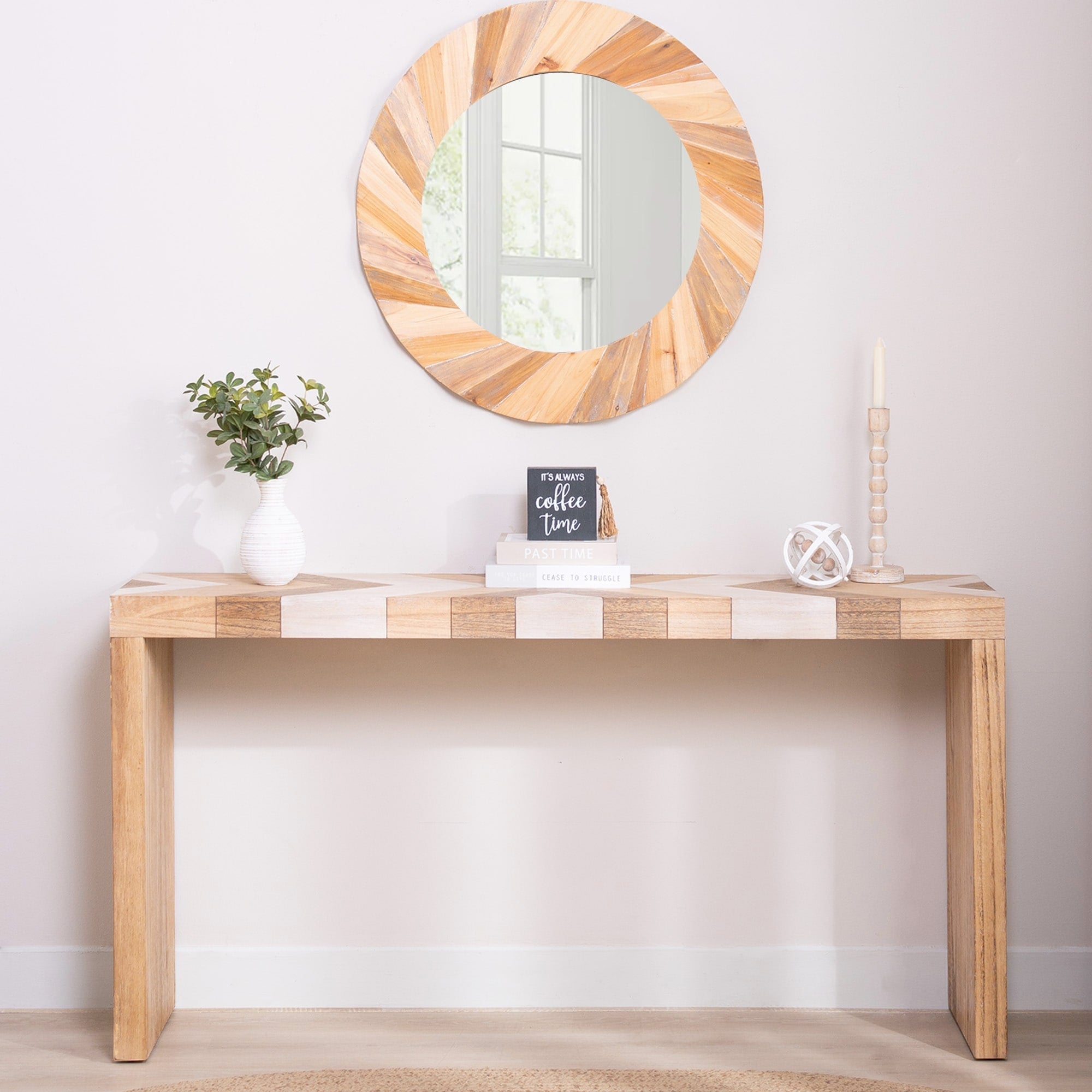 62 Long Entryway Table With Chevron Patterned Top Manufactured Wood Sofa Table For Hallway Living Room