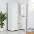 62 H Tall And Wide Freestanding Bathroom Storage Cabinet 4 Doors Adjustable Shelves High Quality Mdf Anti Tipping Device
