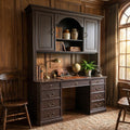 62 X82.7 Executive Computer Desk Table With Hutch Traditional Home Office Workstation Milled Moldings 83 Tall Library Desk