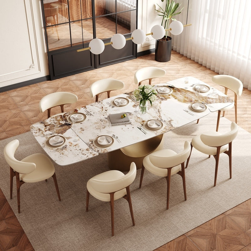 63 95 Extendable Dining Table Seats 6 10 Glossy Sintered Stone Tabletop Bronze Carbon Steel Smile Legs