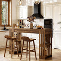63 Inch Bar Table Wooden Bistro Table With Wine Rack Large Home Bar Unit Pub Table With Storage Shelves