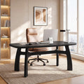 63 Inch Computer Desk Solid Wood Office Desk With Boat Shaped Top