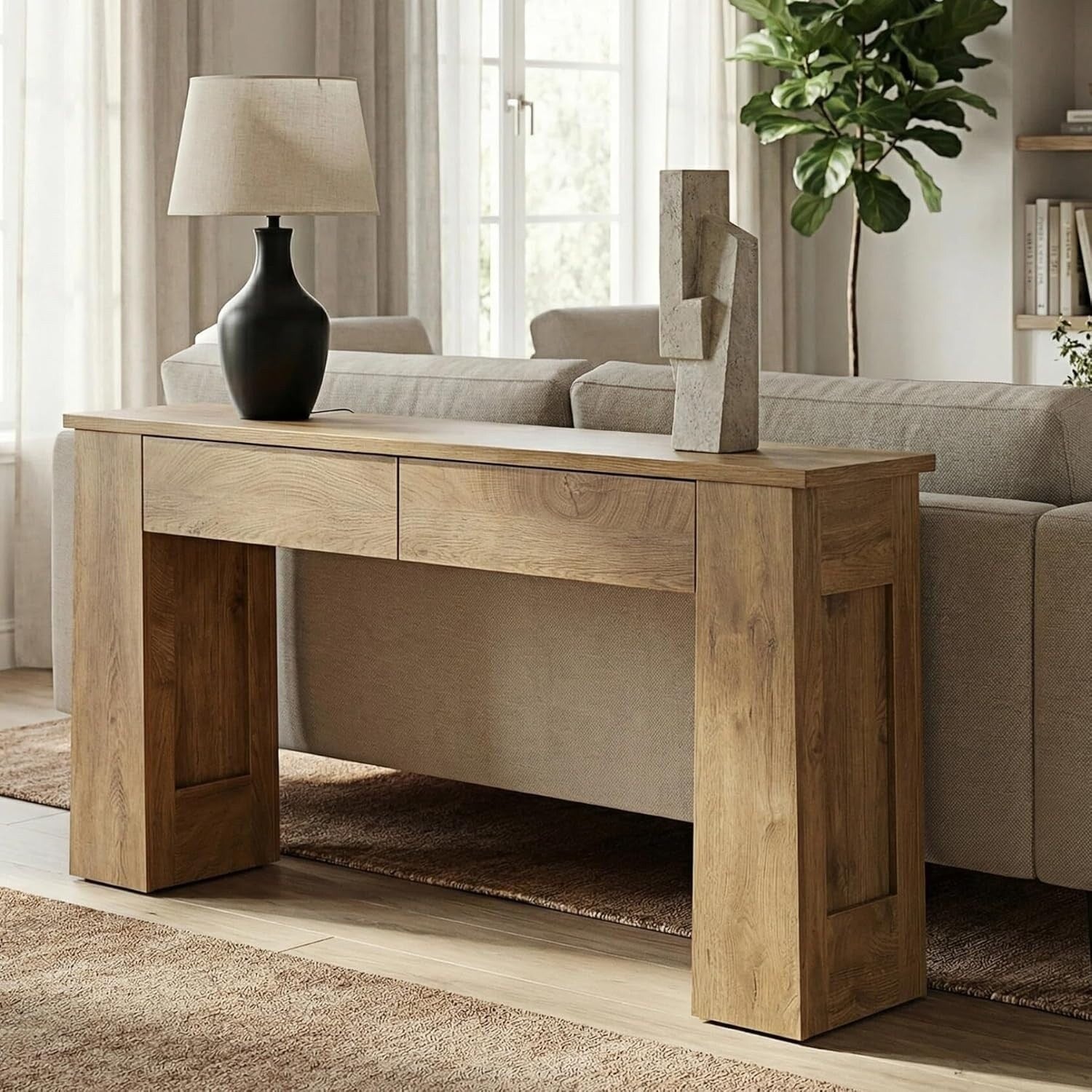63 Inch Console Table With 2 Drawers Modern Long Entryway Sofa Table For Hallway 63 L X 11.8 W X 31.5 H