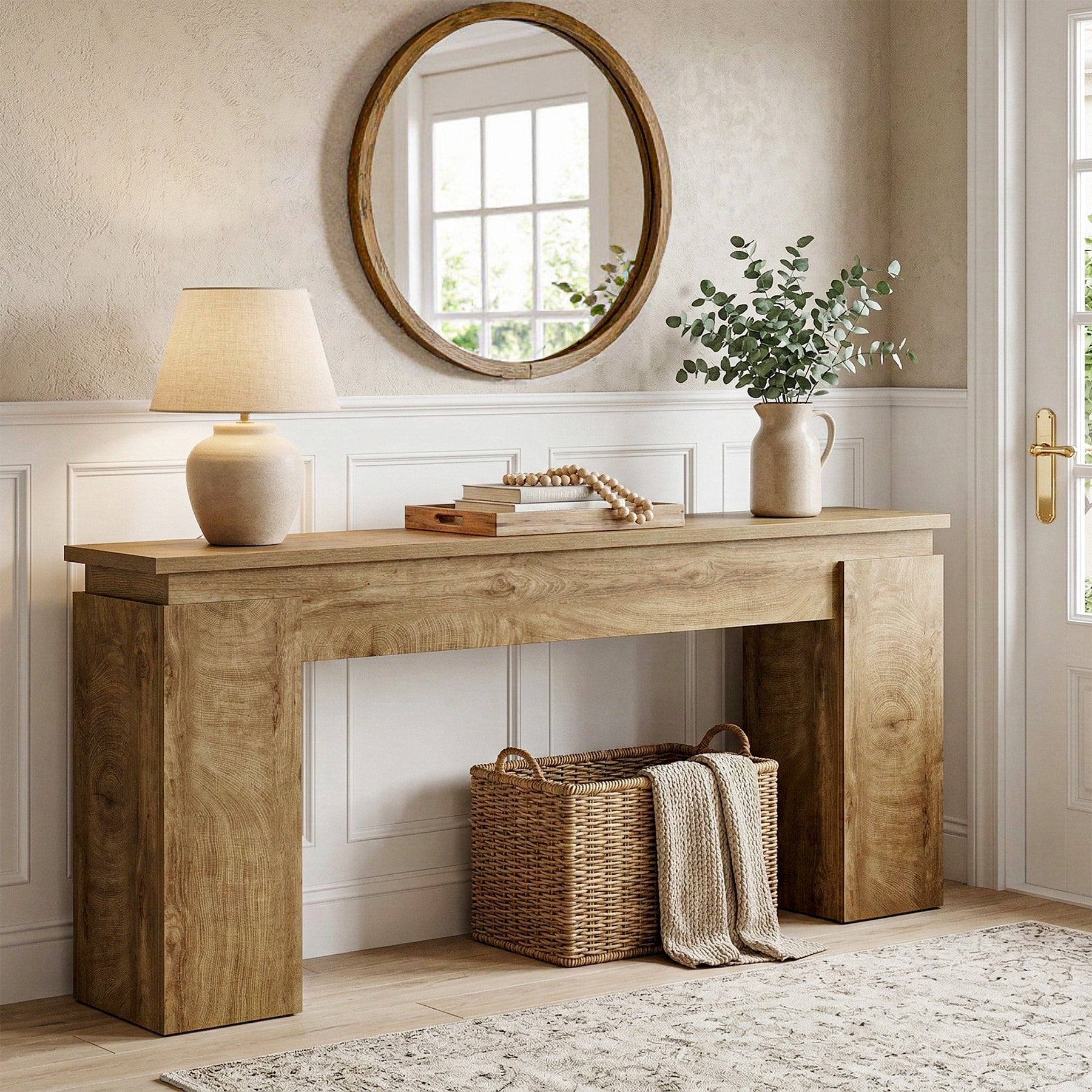 63 Inch Console Table Farmhouse Sofa Table Behind The Couch