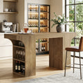 63 Inch Counter Height Pub Table With Storage Shelves