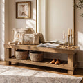 63 Inch Entryway Shoe Bench With Shelf Long Dining Bench With Storage For Hallway Mudroom Bedroom Living Room Dining Room