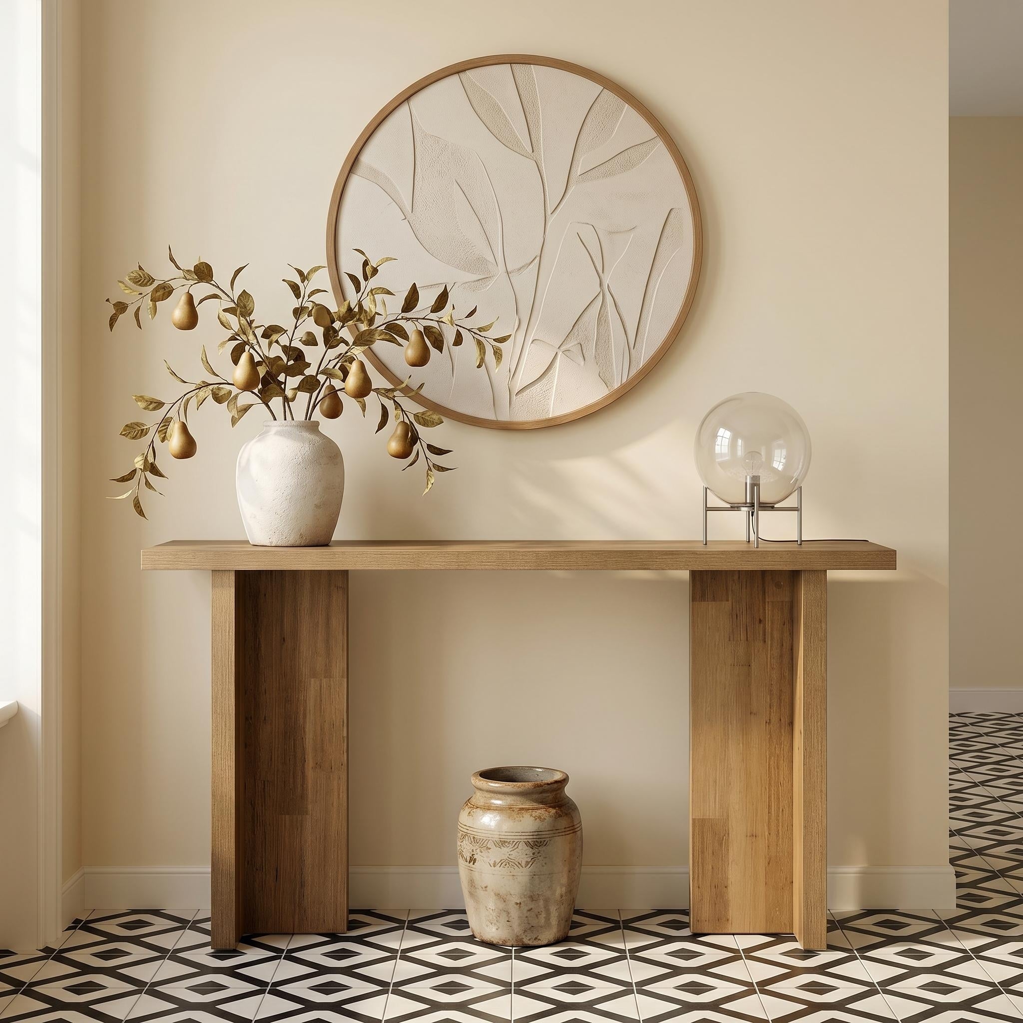 63 Inch Extra Long Sofa Table With Open Shelving Thickened 1.57 Tabletop
