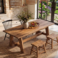 63 Inch Farmhouse Dining Table For 4 6 Solid Wood Rectangle Kitchen Table For Dining Room Kitchen