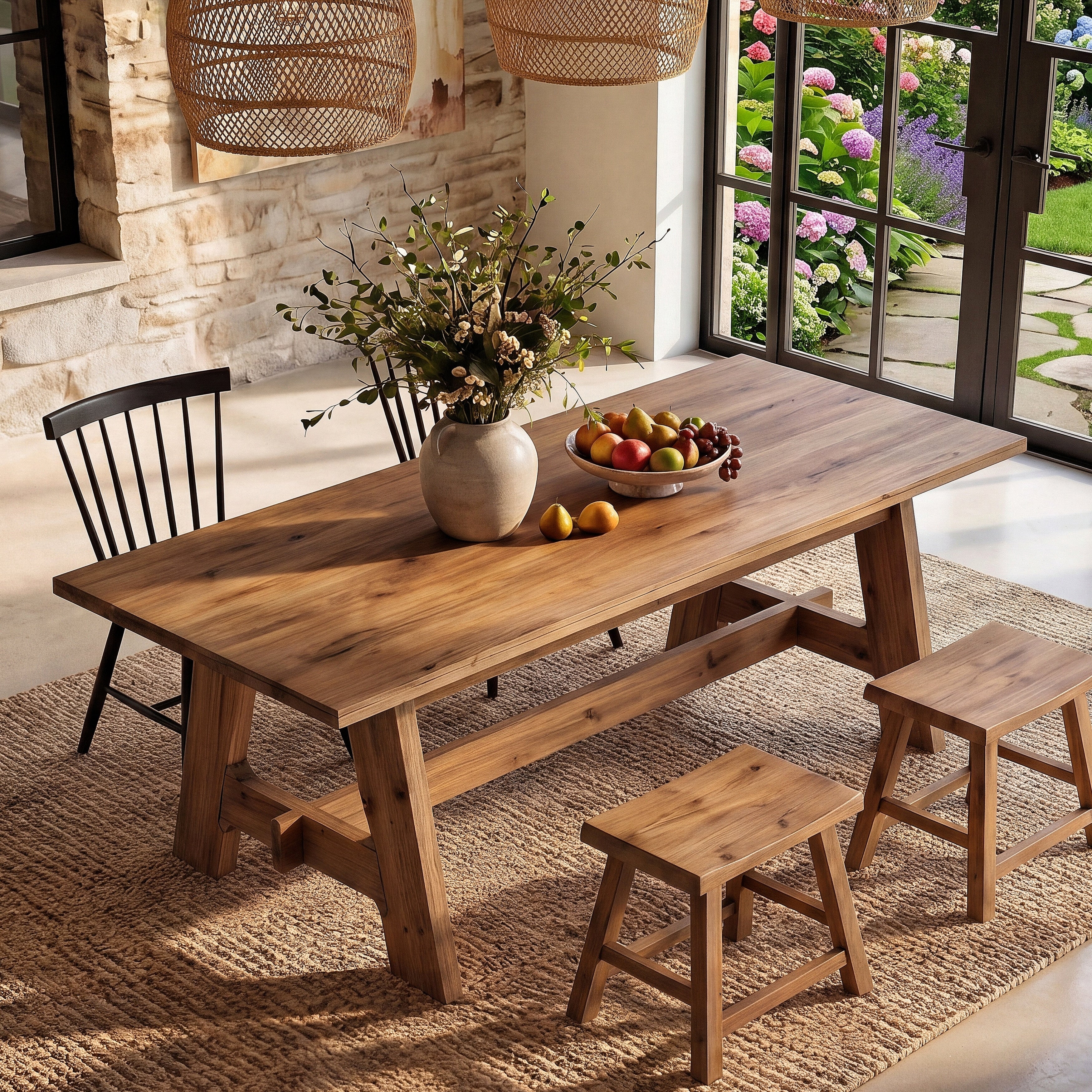 63 Inch Farmhouse Dining Table For 4 6 Solid Wood Rectangle Kitchen Table For Dining Room Kitchen