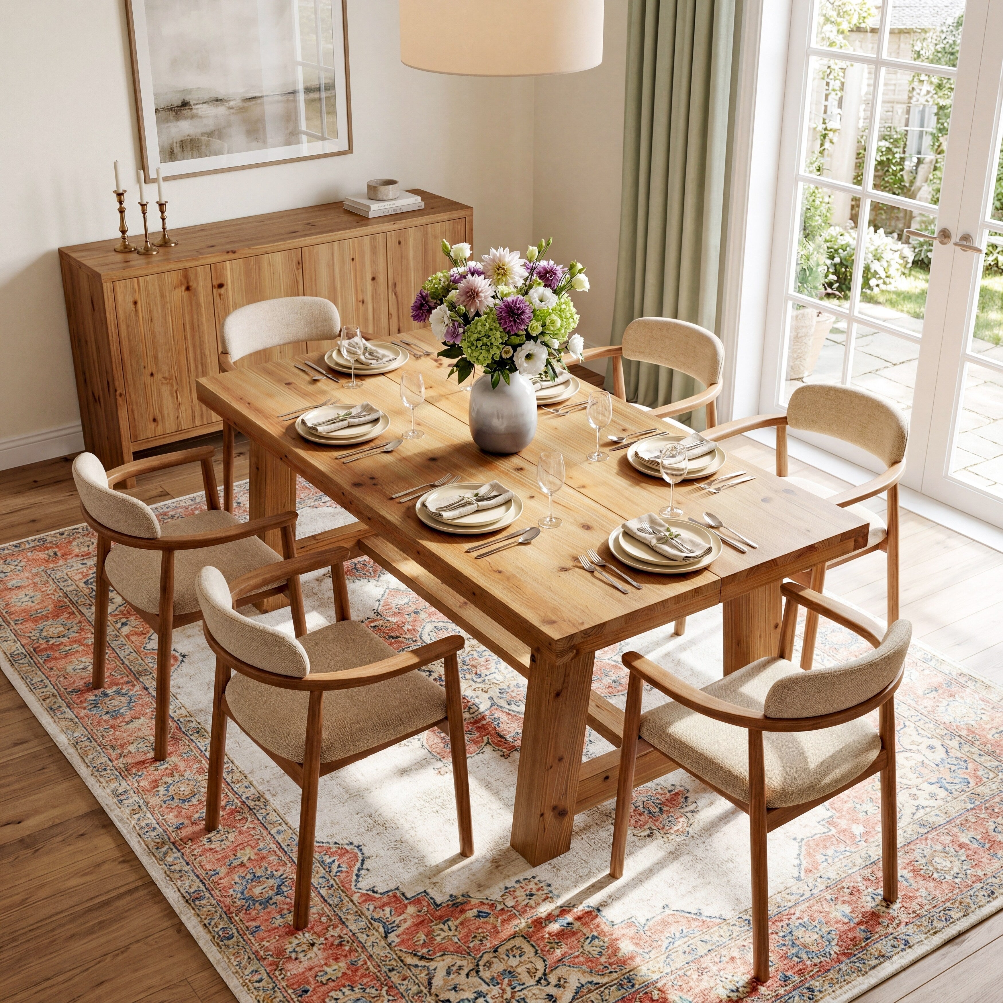 63 Inch Farmhouse Dining Table Kitchen Table For 4 6 People