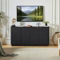 63 Inch Fluted Sideboard Buffet Cabinet With Curved Wave Design For Living Room Storage