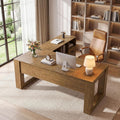 63 Inch L Shaped Executive Desk With Rolling File Cabinet Home Office Set With Shelves And 2 Drawers