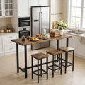 63 Inch Long Bar Table Solid Wood Long Counter Height Table