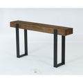 63 Inch Long Entryway Console Table Solid Wood Top And Metal Legs