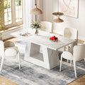 63 Inch Modern Faux Marble Wooden Dining Table With Stable Heavy Duty Base For 4 6 People